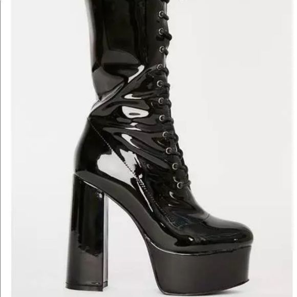 Black Platform Lace-Up Boots brand new never worn unfortunately too small for me - Picture 5 of 16